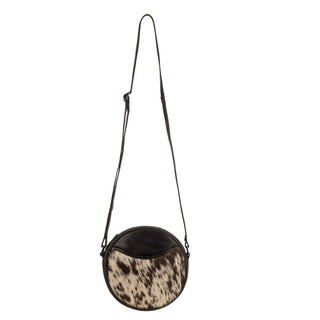 Luna Leather Round Crossbody Bag – Women's – Chestnut, Brown & Hair-On Brown: Brown