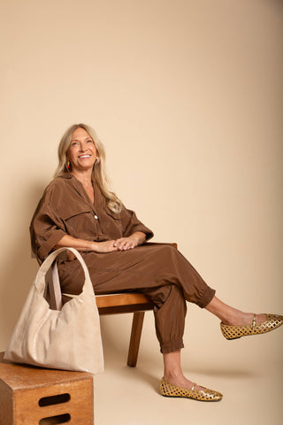 Petite Lindsey Handcrafted Leather Shoulder Bag: Cognac