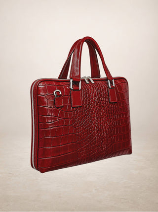 SHILLA - crocodile-embossed: Marron