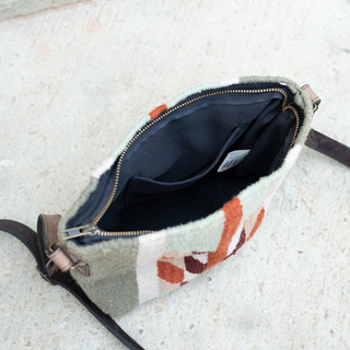 Tierra Verde Zapotec Wool Crossbody–Leather Trim