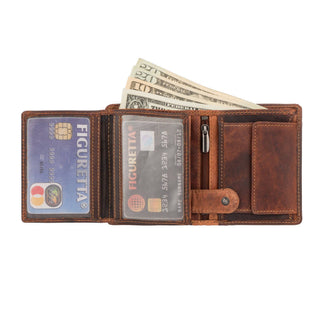Philip Leather Trifold Wallet for Men in Chestnut