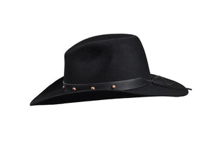 Black 100% Beaver Cowboy Hat with Copper Studded Leather Band, size 7 1/2