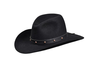 Black 100% Beaver Cowboy Hat with Copper Studded Leather Band, size 7 1/2