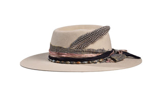 Bolero, Sand, European Hare, Size 7 3/8, Dendritic Opal Hatband