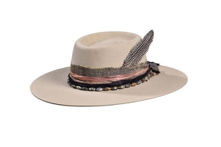 Bolero, Sand, European Hare, Size 7 3/8, Dendritic Opal Hatband
