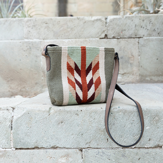 Tierra Verde Zapotec Wool Crossbody–Leather Trim