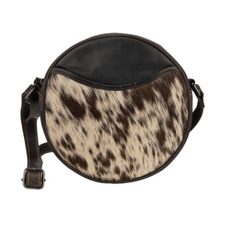 Luna Leather Round Crossbody Bag – Women's – Chestnut, Brown & Hair-On Brown: Hair-On Brown
