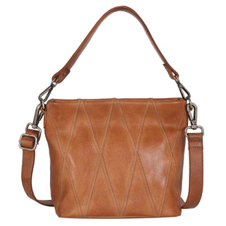 Ivy Diamond Leather Crossbody Bag: Cognac