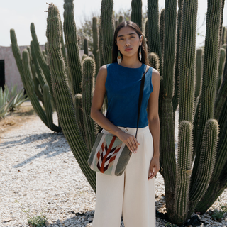 Tierra Verde Zapotec Wool Crossbody–Leather Trim
