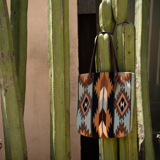 High Desert Wool Bucket Tote–Leather Strap