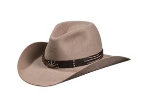 Light Natural Beaver Cowboy Hat – Hand-Sewn Leather Sunburst Band, size 7 7/8