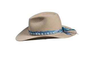 European Hare Sand Cowboy Hat –  Aquamarine Hatband, Size 7