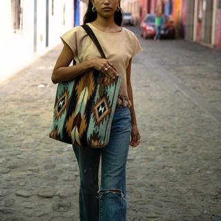 High Desert Wool Bucket Tote–Leather Strap