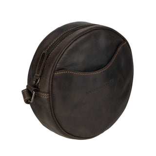 Luna Leather Round Crossbody Bag – Women's – Chestnut, Brown & Hair-On Brown: Brown