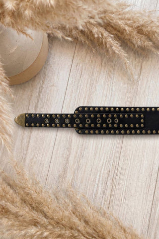 APOLO black leather sash belt