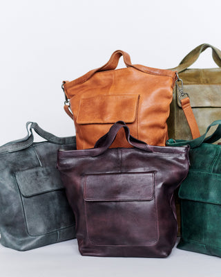 Bianca Handcrafted Leather Tote/Crossbody Bags: Cognac