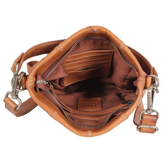 Ivy Diamond Leather Crossbody Bag: Cognac