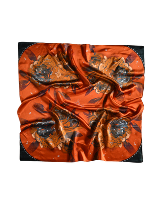 Frontier Blooms: 35x35 Western Mulberry Silk Wild Rag