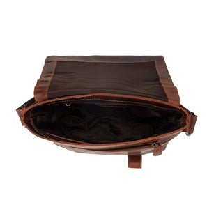 Noah Leather Crossbody Satchel Bag in Chestnut