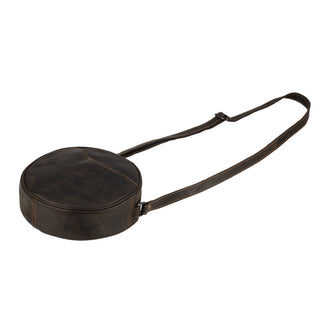 Luna Leather Round Crossbody Bag – Women's – Chestnut, Brown & Hair-On Brown: Brown