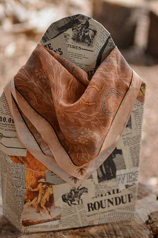 Western Harvest in Dusty Rose Silk Cowgirl Wild Rag Scarf
