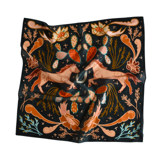 Wild Horse Prairies in Denim Cowgirl Wild Rag: Western Scarf Bandana Silk Tencel Wild Rag