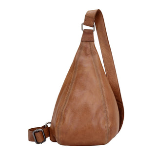 Hippie Small Handcrafted Leather Sling Bags: Cognac