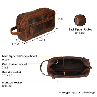 Premium Leather Toiletry Bag for Men – Montana – Chestnut