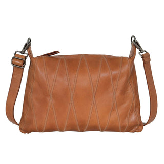 Avery Diamond Leather Crossbody Bag: Cognac