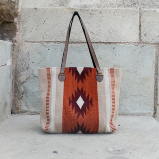 Adobe Rosa Zapotec Wool Tote–Handwoven in Oaxaca