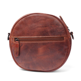Luna Leather Round Crossbody Bag – Women's – Chestnut, Brown & Hair-On Brown: Hair-On Brown