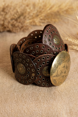 DARK BROWN LEATHER BELT ALPHA WIDE