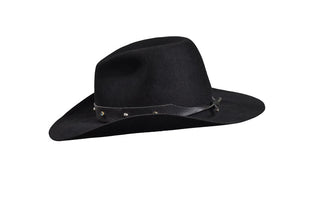 Black European Hare Cowboy Hat with Studded Crystal Band, Size 6 7/8