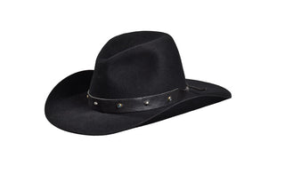 Black European Hare Cowboy Hat with Studded Crystal Band, Size 6 7/8