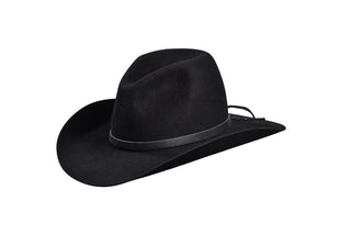 European Hare Black Cowboy Hat with Sleek Leather Band – Size 7 1/8