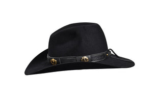Black European Hare Cowboy Hat with Cactus Concho Band, Size 7