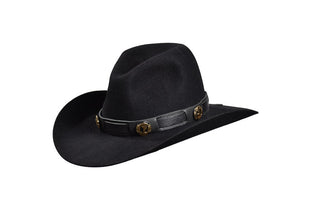 Black European Hare Cowboy Hat with Cactus Concho Band, Size 7
