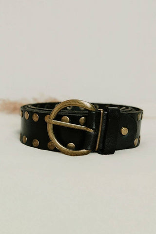 CIRIUS BL LEATHER BELT W/ WIDE STUDS