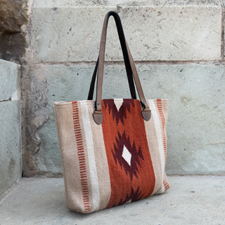 Adobe Rosa Zapotec Wool Tote–Handwoven in Oaxaca