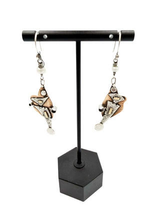 Mixed Metal Abstract Earrings Drop