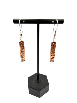 Copper Story Bar Earrings – Freshwater Pearl
