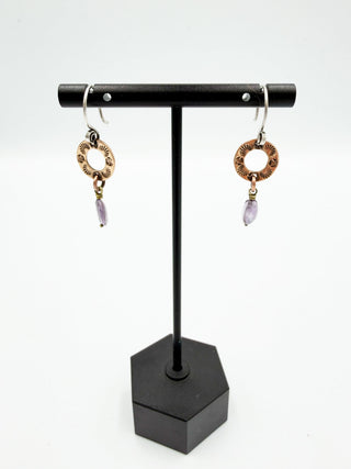 Copper Sunburst Earrings – Amethyst
