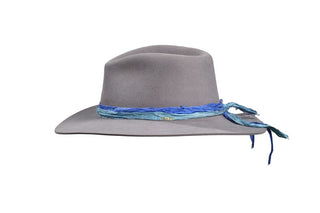 European Hare, Lavender, Fedora with Blue Silk Band, Size 7 1/4