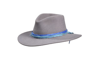 European Hare, Lavender, Fedora with Blue Silk Band, Size 7 1/4