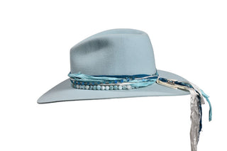 The Muse in Light Blue, European Hare – Aquamarine Gemstone Hat, Size 7