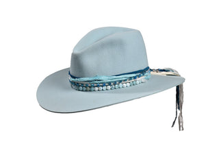 The Muse in Light Blue, European Hare – Aquamarine Gemstone Hat, Size 7
