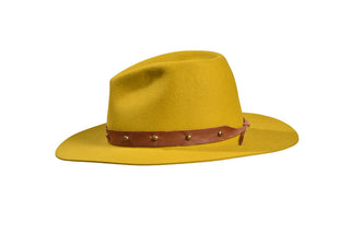 Sunfire Mustard Fedora – European Hare, Size 7 1/2