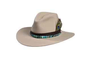 50/50 Sahara Fedora with Turquoise Band, Size 7 1/8