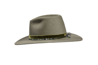 Salvia Velvet & Agate Fedora – European Hare, Size 7 3/8