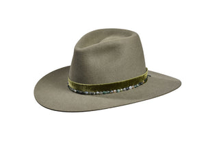 Salvia Velvet & Agate Fedora – European Hare, Size 7 3/8